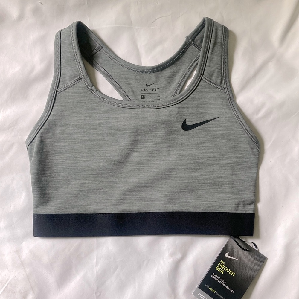 Nike Sports Bra Swoosh Bra S Small New Grey Black